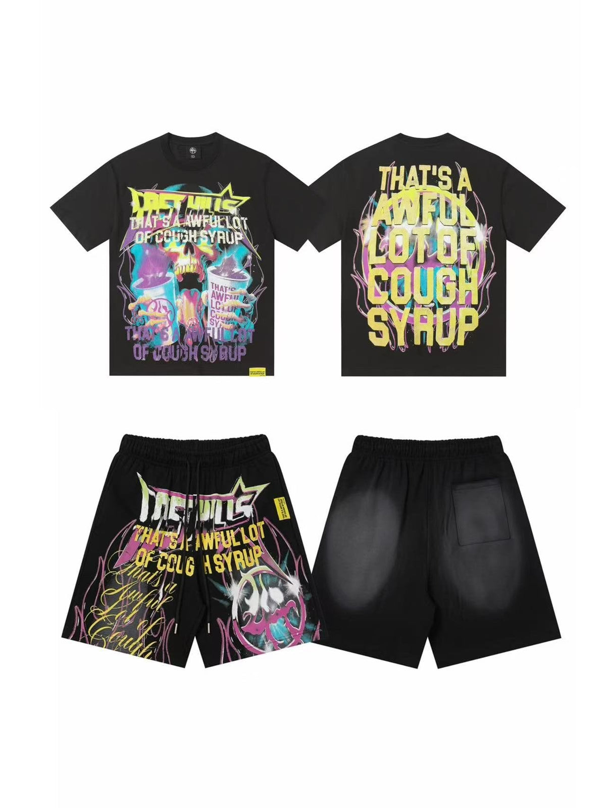 THAT'S A AWFUL LOT OF COUGH SYRUP Statement Graphic Short-Sleeve Set — hero